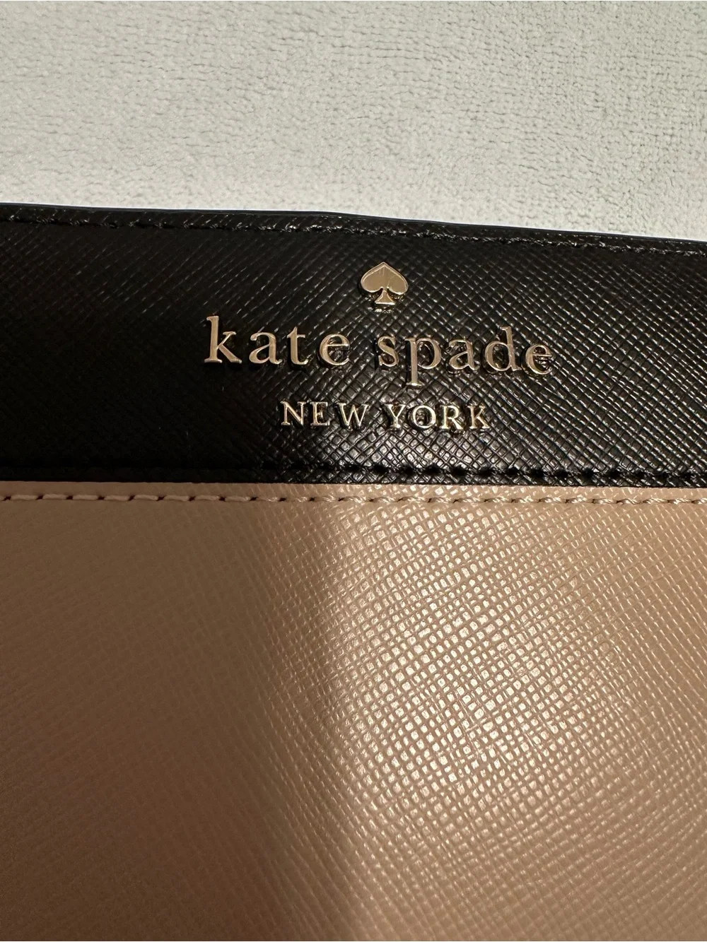 kate spade Stacy Two-Tone Black and Beige Saffiano Wallet